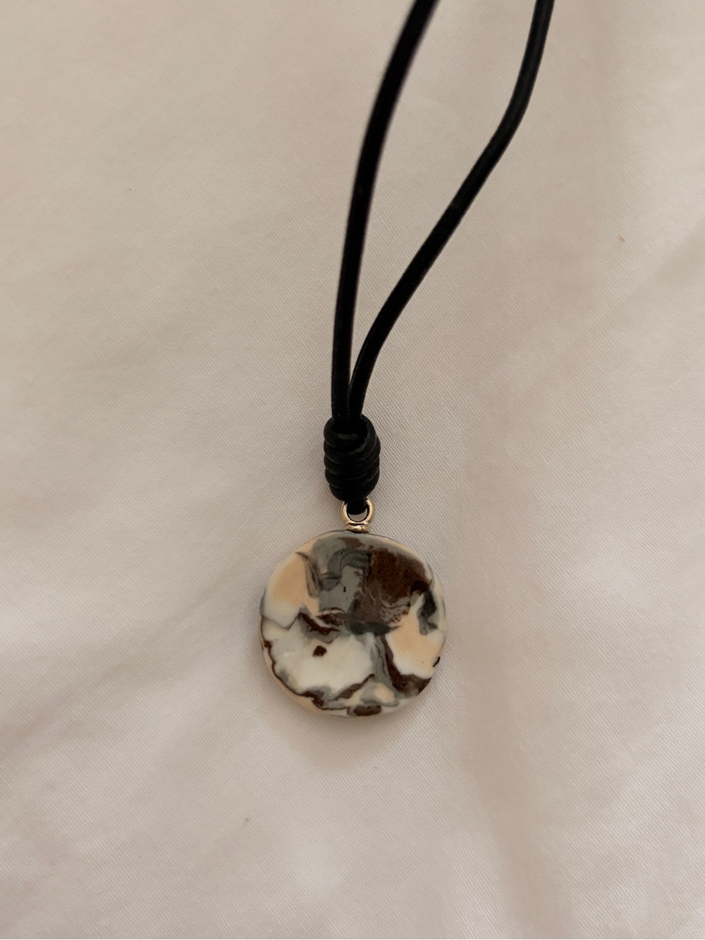 Chloe Ceramic Stone Pendant on Leather Cord Necklace - Picture 6 of 10